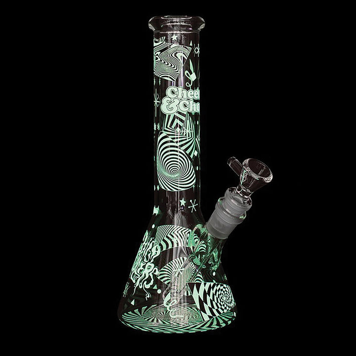 Cheech & Chong 'Optical Illusion" 10" Beaker Bong (Glow in the Dark)