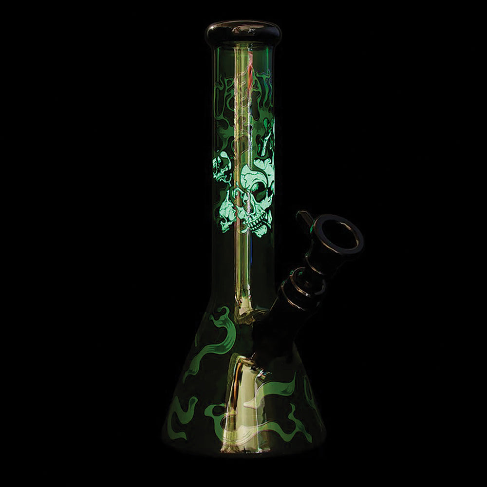 Creature 'Smoking Skulls' 10" Beaker Bong (Glow in the Dark)