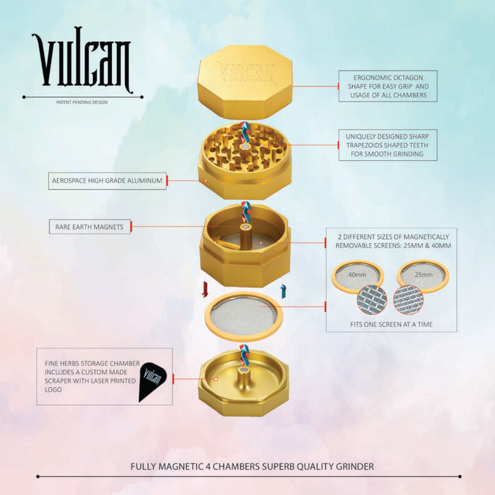Vulcan 4-Piece Grinder 3" (Gold)