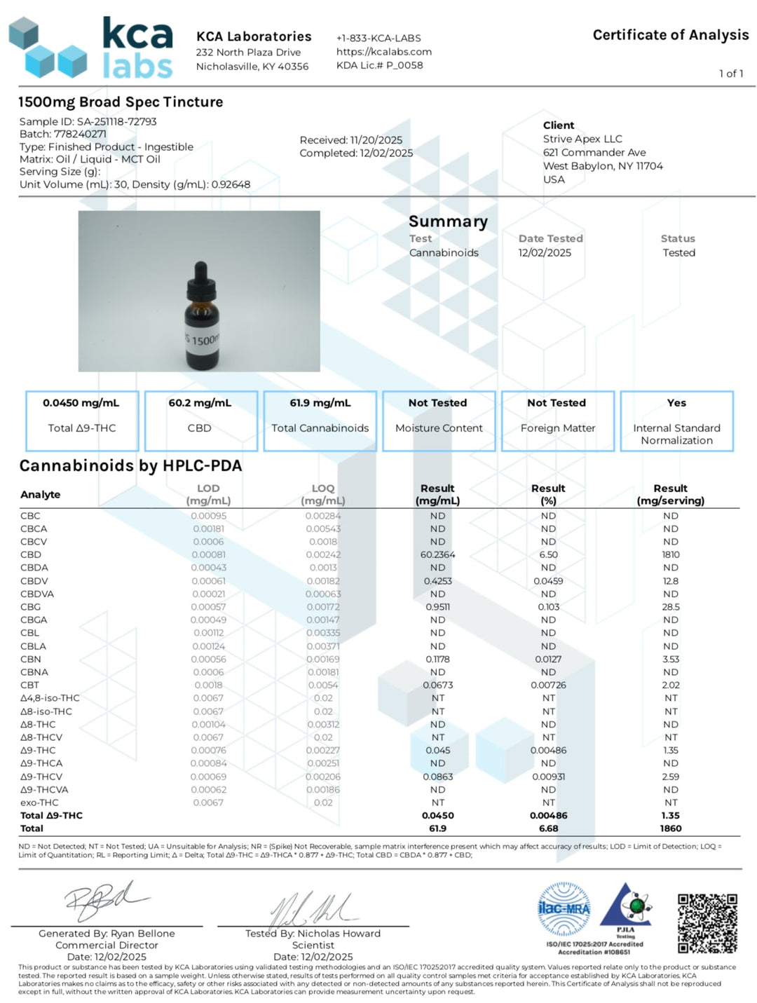 Broad Spectrum Organic CBD Tincture (1500mg)
