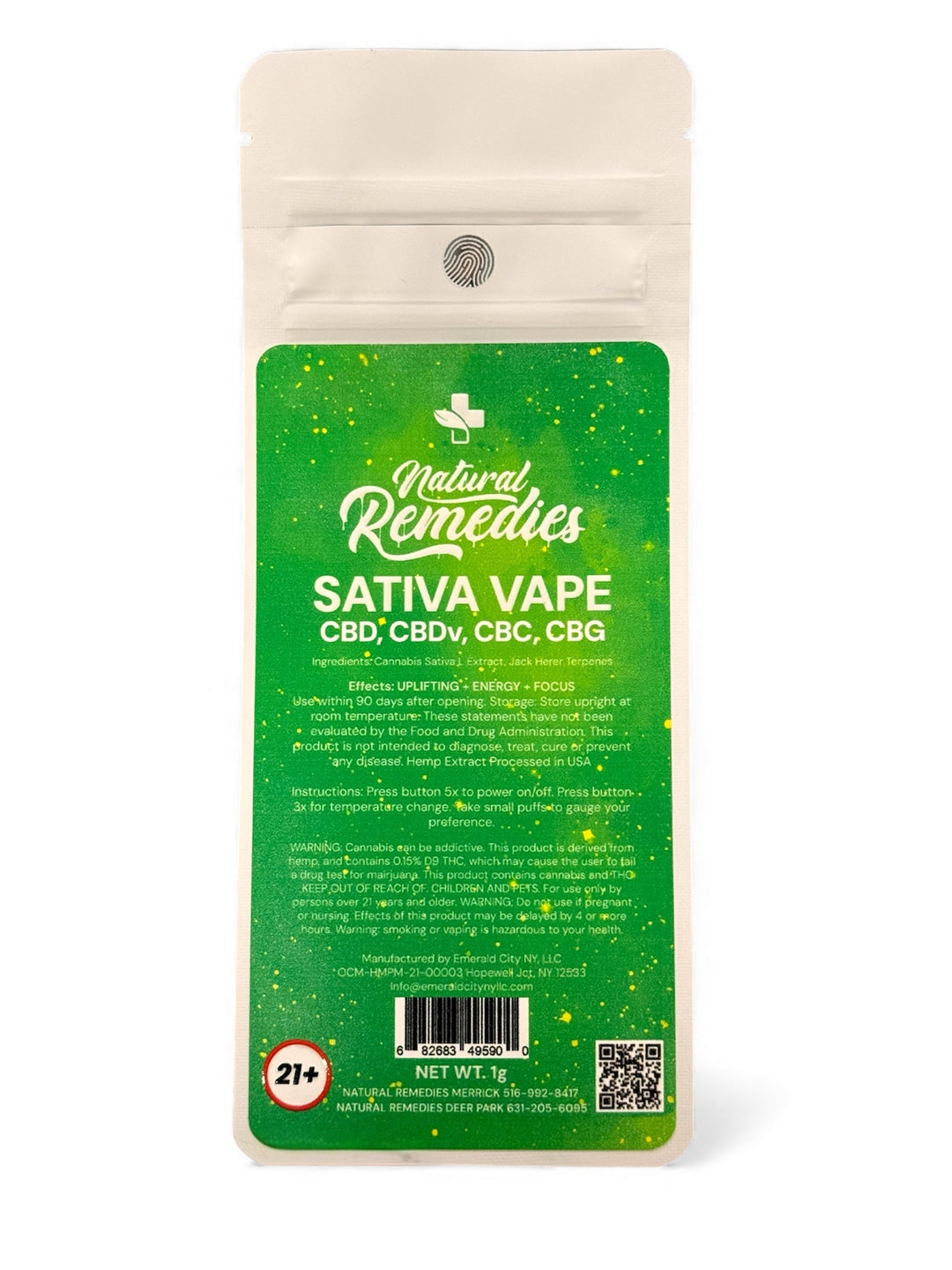 CBD/CBDv/CBC/CBG Uplifting + Energy Disposable Vape (1G Sativa)