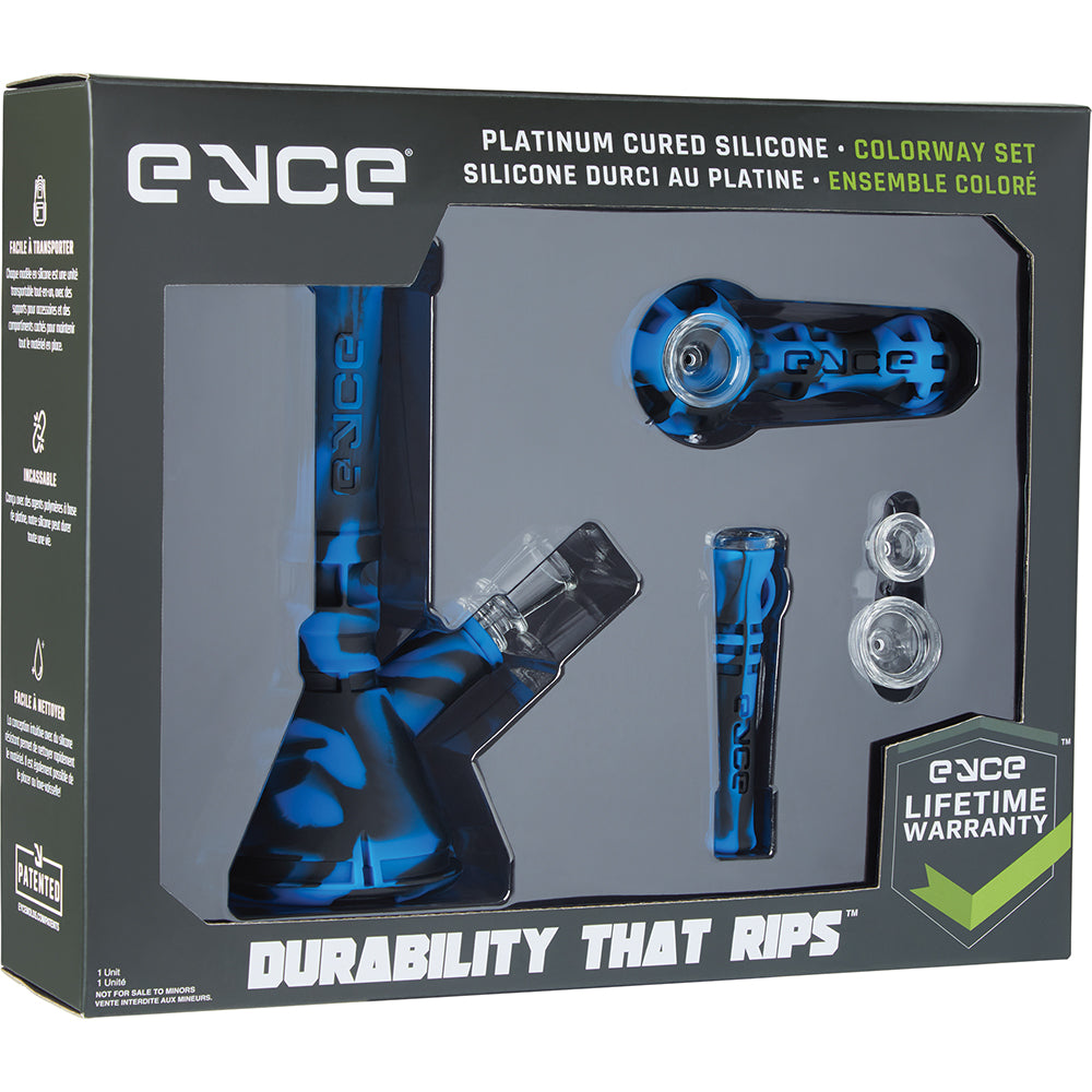 Eyce Silicone Smoker's Kit (Bong, Chillum and Hand Pipe) (Deep Blue)