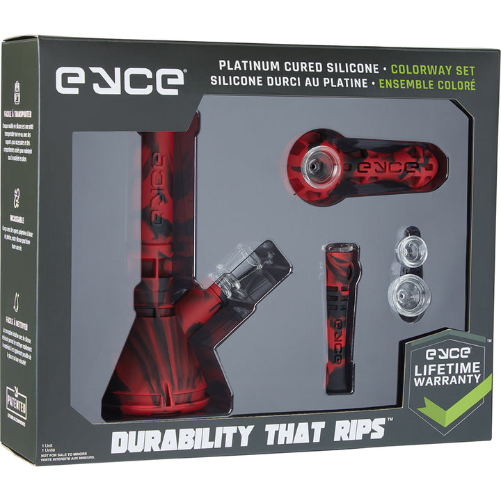 Eyce Silicone Smoker's Kit (Bong, Chillum and Hand Pipe) (Red)