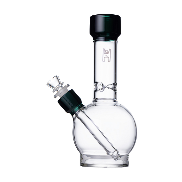 Human Grade 9" Ball Water Pipe (Clear with Lake Green)
