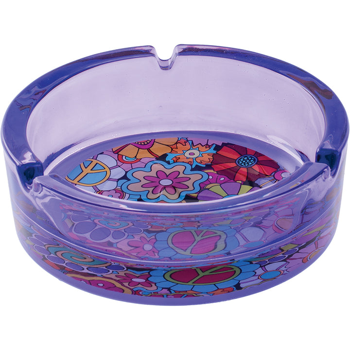 Purple Hippie Flower Glass Ash Tray