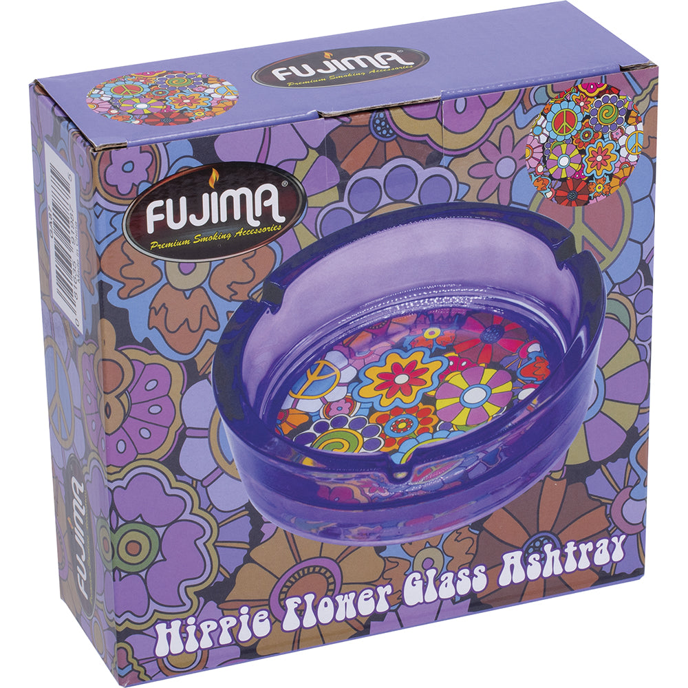 Purple Hippie Flower Glass Ash Tray