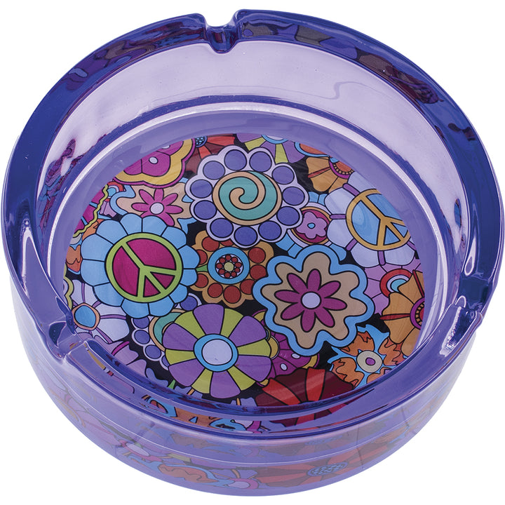 Purple Hippie Flower Glass Ash Tray