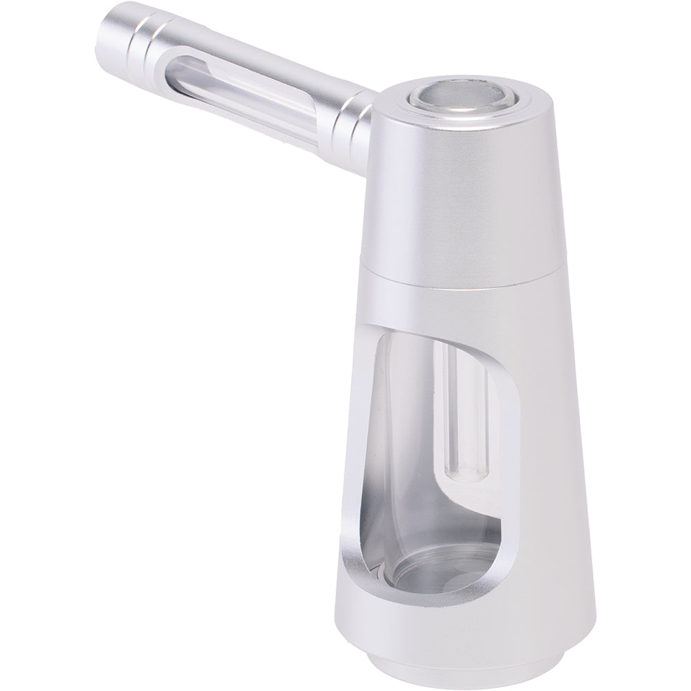 Aluminum and Glass Standing Bubbler Pipe (Silver)