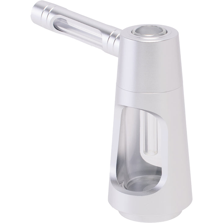 Aluminum and Glass Standing Bubbler Pipe (Silver)