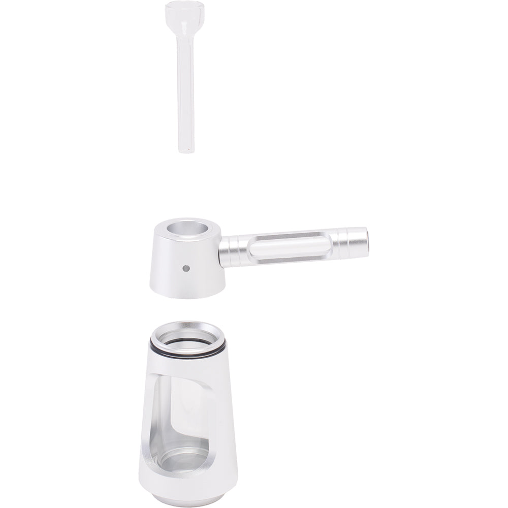 Aluminum and Glass Standing Bubbler Pipe (Silver)