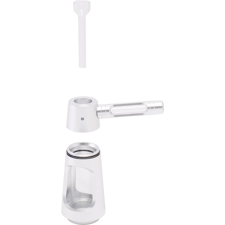 Aluminum and Glass Standing Bubbler Pipe (Silver)
