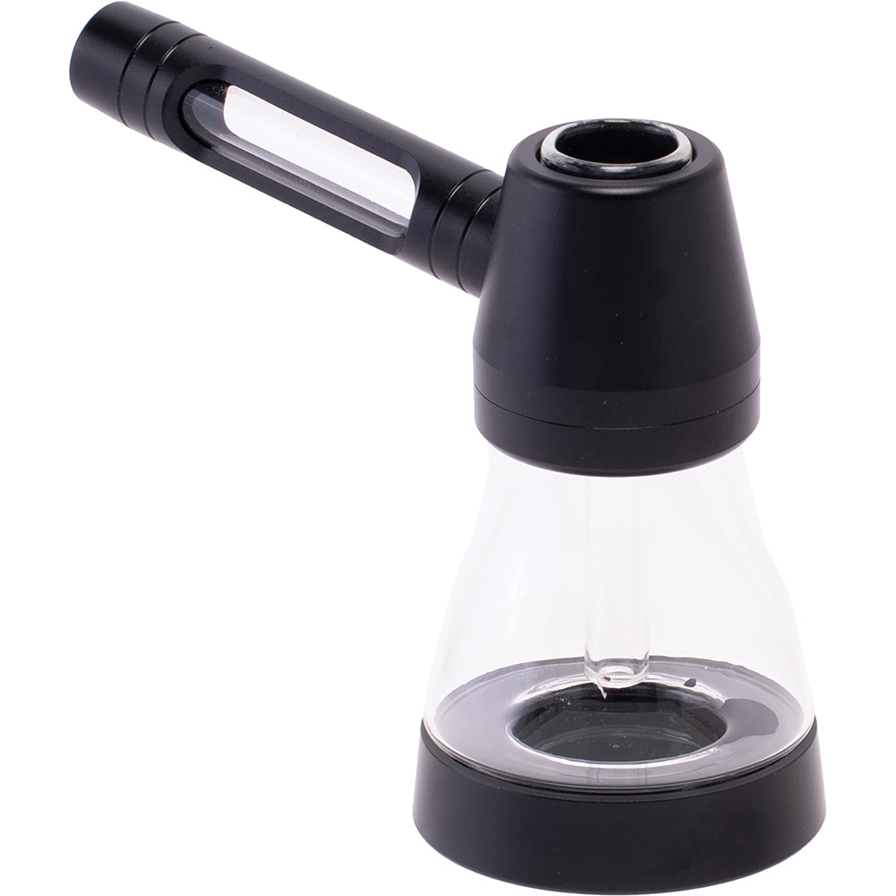 Aluminum and Glass Standing Bubbler Pipe (Black & Clear)
