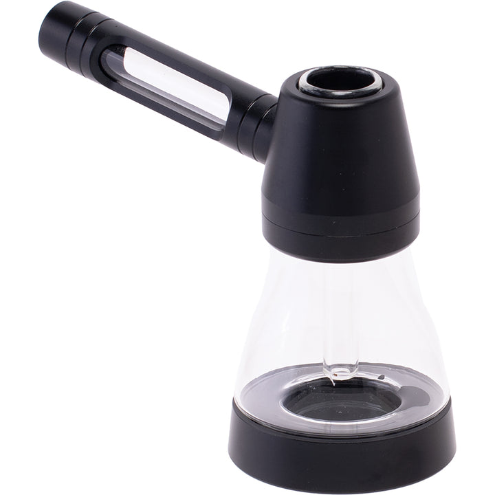 Aluminum and Glass Standing Bubbler Pipe (Black & Clear)