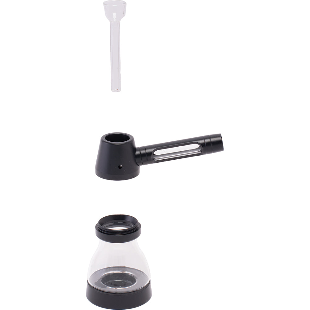 Aluminum and Glass Standing Bubbler Pipe (Black & Clear)
