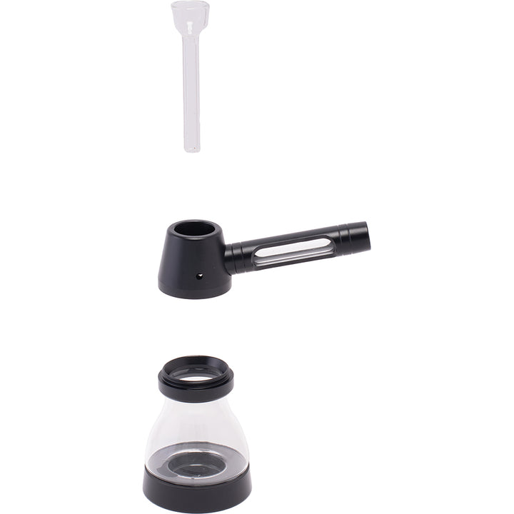 Aluminum and Glass Standing Bubbler Pipe (Black & Clear)