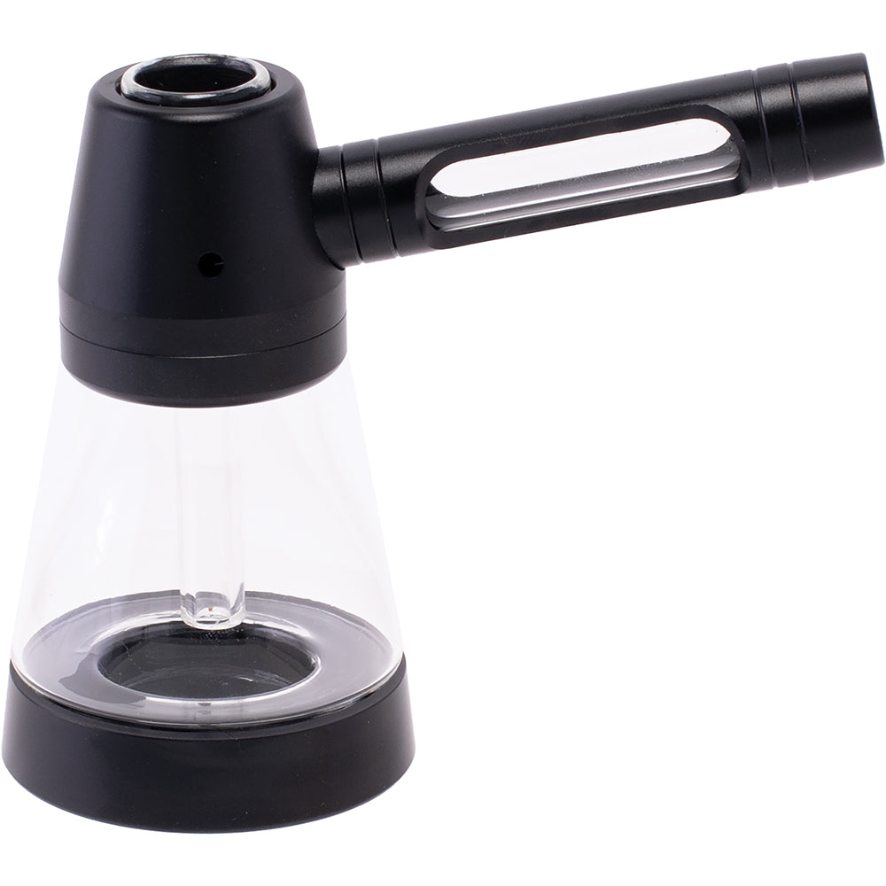 Aluminum and Glass Standing Bubbler Pipe (Black & Clear)