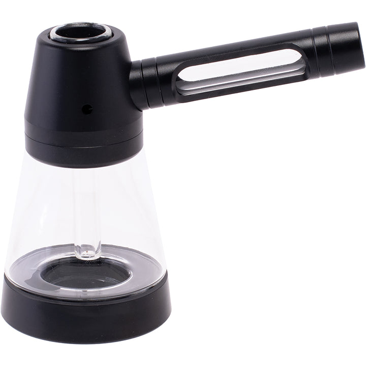 Aluminum and Glass Standing Bubbler Pipe (Black & Clear)