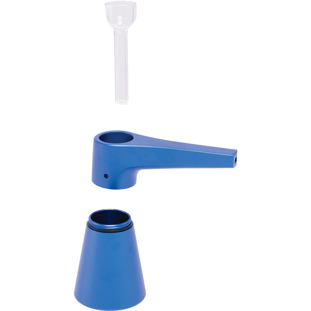 Aluminum and Glass Standing Bubbler Pipe (Blue)