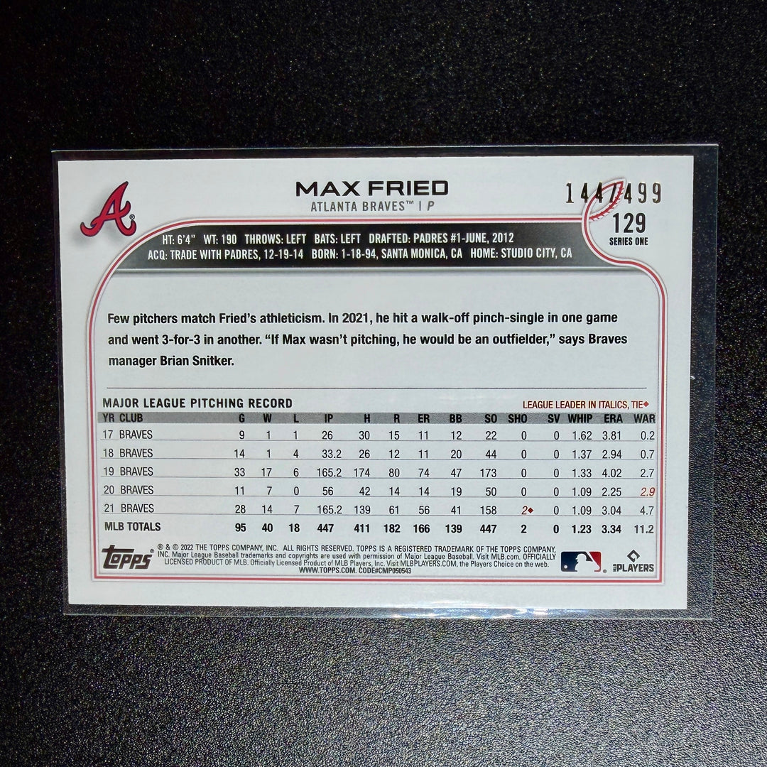 Max Fried 2022 Topps Chrome (144/499)