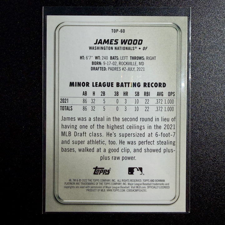 James Wood 2022 Topps Bowman Prospects