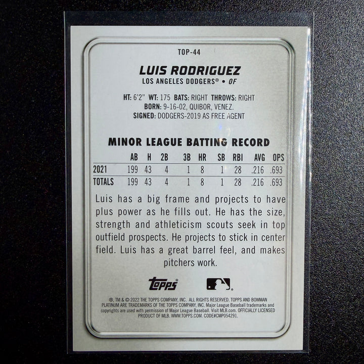 Luis Rodriguez 2022 Topps Bowman Prospects (74/150)