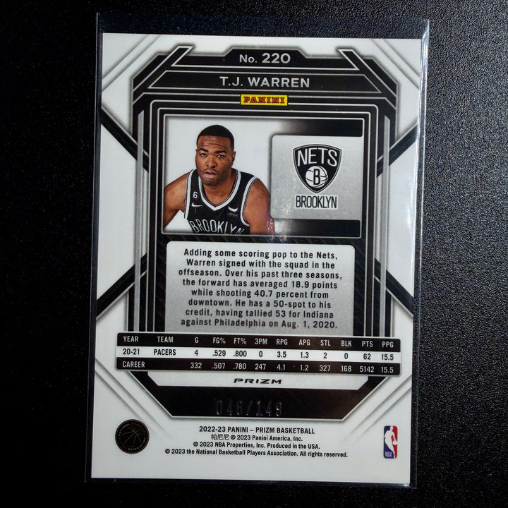 TJ Warren 2022 Purple Cracked Ice Prizm (48/149)