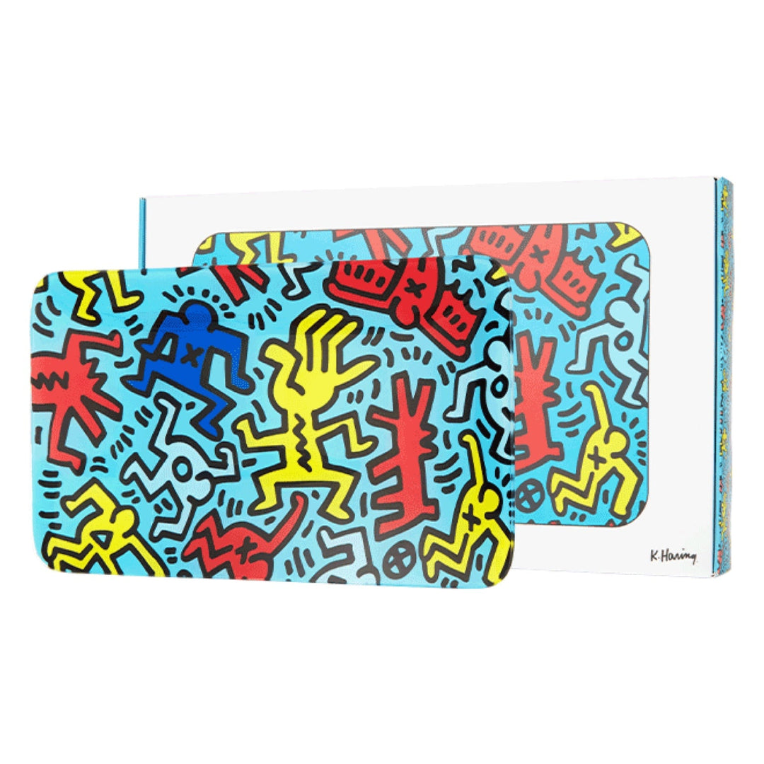 K. Haring Glass Rolling Tray - Blue