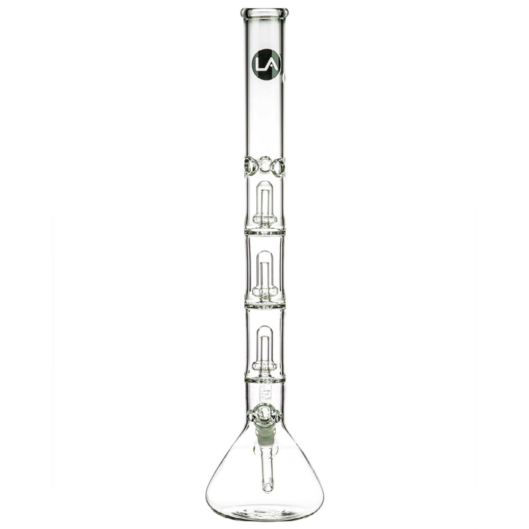 la pipes 24in 5mm thick triple showerhead perc beaker bong