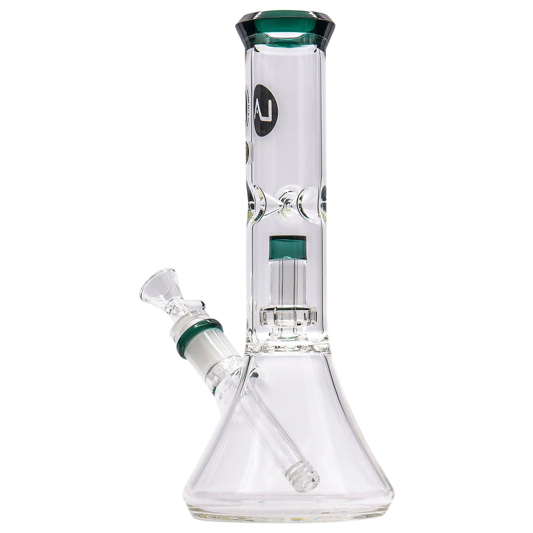 LA Pipes 11” Color Accented Showerhead Perc Beaker Bong