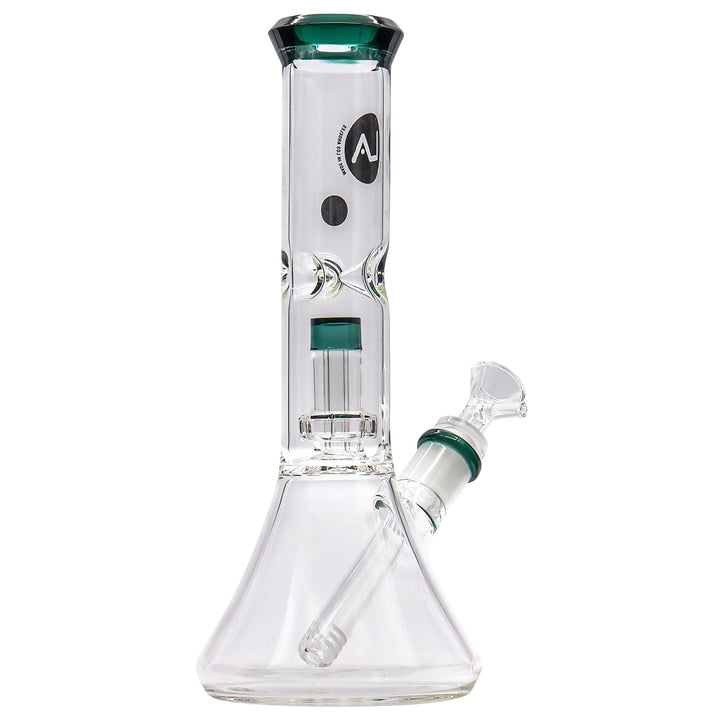 LA Pipes 11” Color Accented Showerhead Perc Beaker Bong