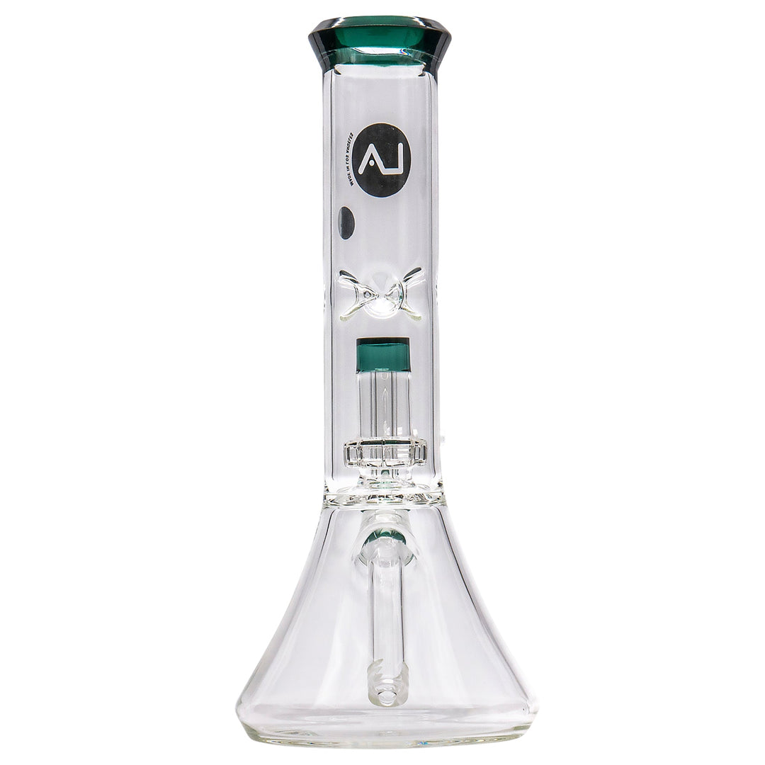 LA Pipes 11” Color Accented Showerhead Perc Beaker Bong