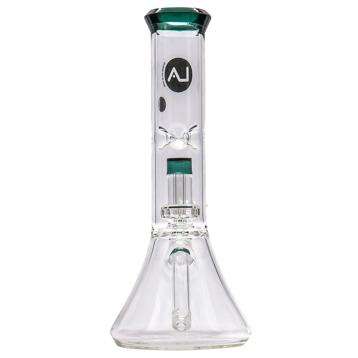 LA Pipes 11” Color Accented Showerhead Perc Beaker Bong