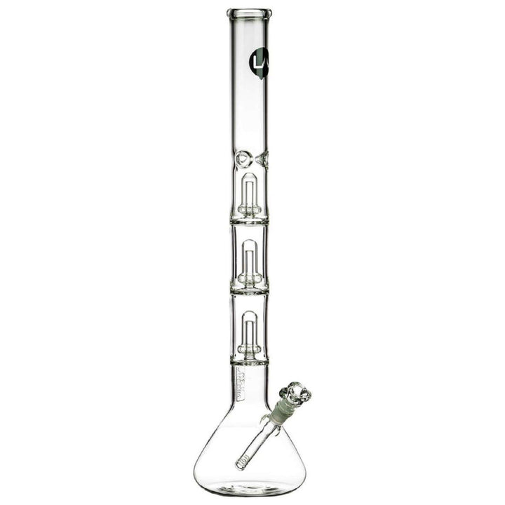 la pipes 24in 5mm thick triple showerhead perc beaker bong