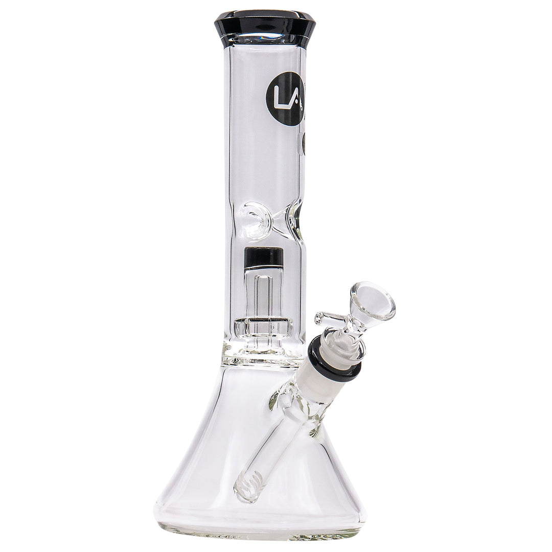 LA Pipes 11” Color Accented Showerhead Perc Beaker Bong