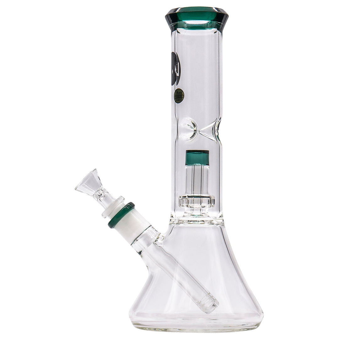 LA Pipes 11” Color Accented Showerhead Perc Beaker Bong