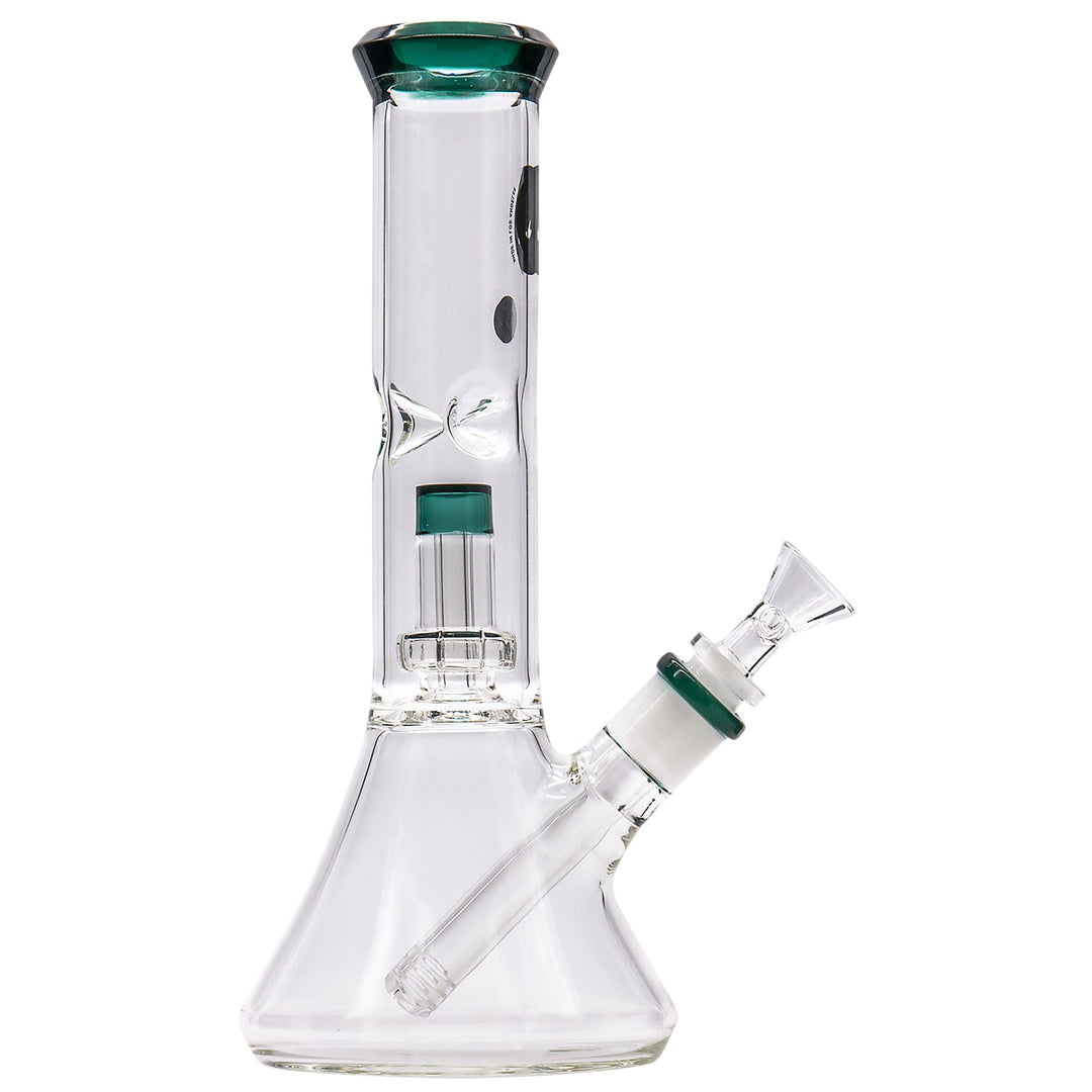 LA Pipes 11” Color Accented Showerhead Perc Beaker Bong