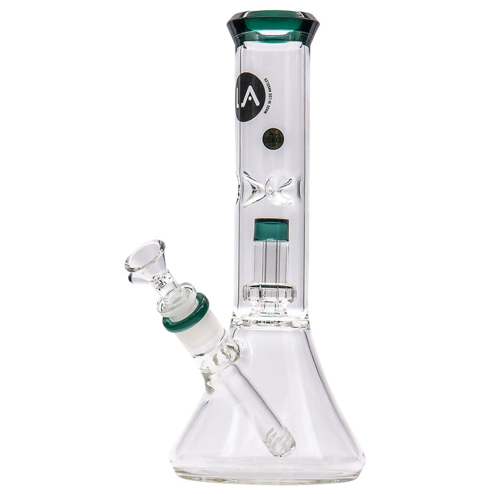 LA Pipes 11” Color Accented Showerhead Perc Beaker Bong