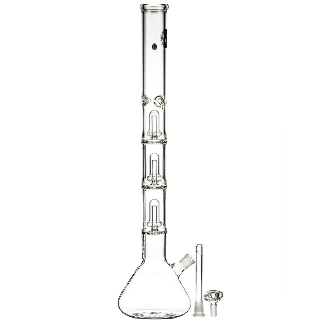 la pipes 24in 5mm thick triple showerhead perc beaker bong