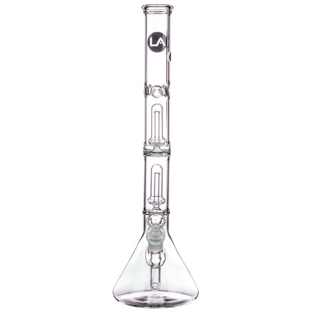 la pipes 14in double showerhead perc beaker bong