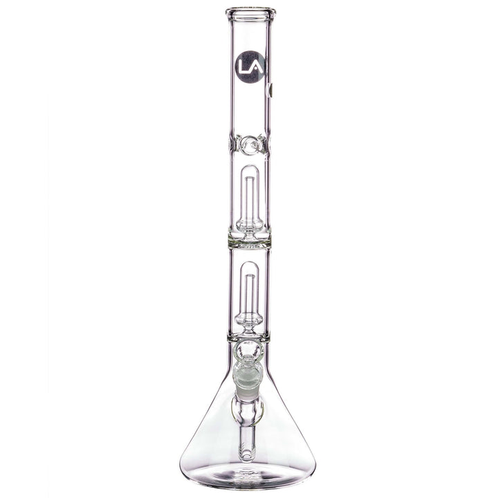 la pipes 14in double showerhead perc beaker bong