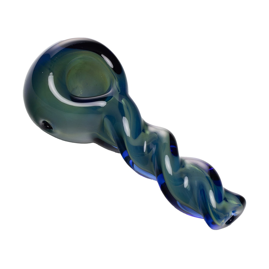 Human Grade Twist Spoon Hand Pipe Model A (Blue Fuming)