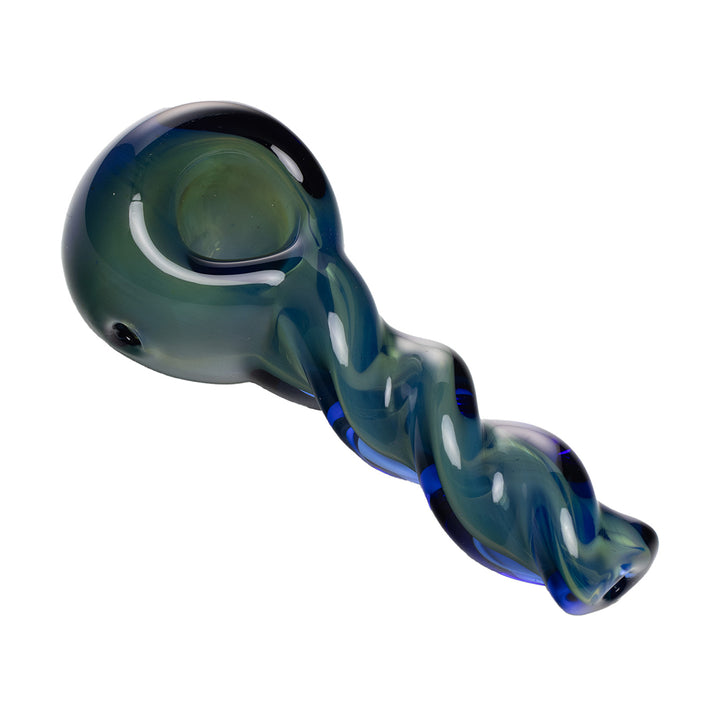 Human Grade Twist Spoon Hand Pipe Model A (Blue Fuming)