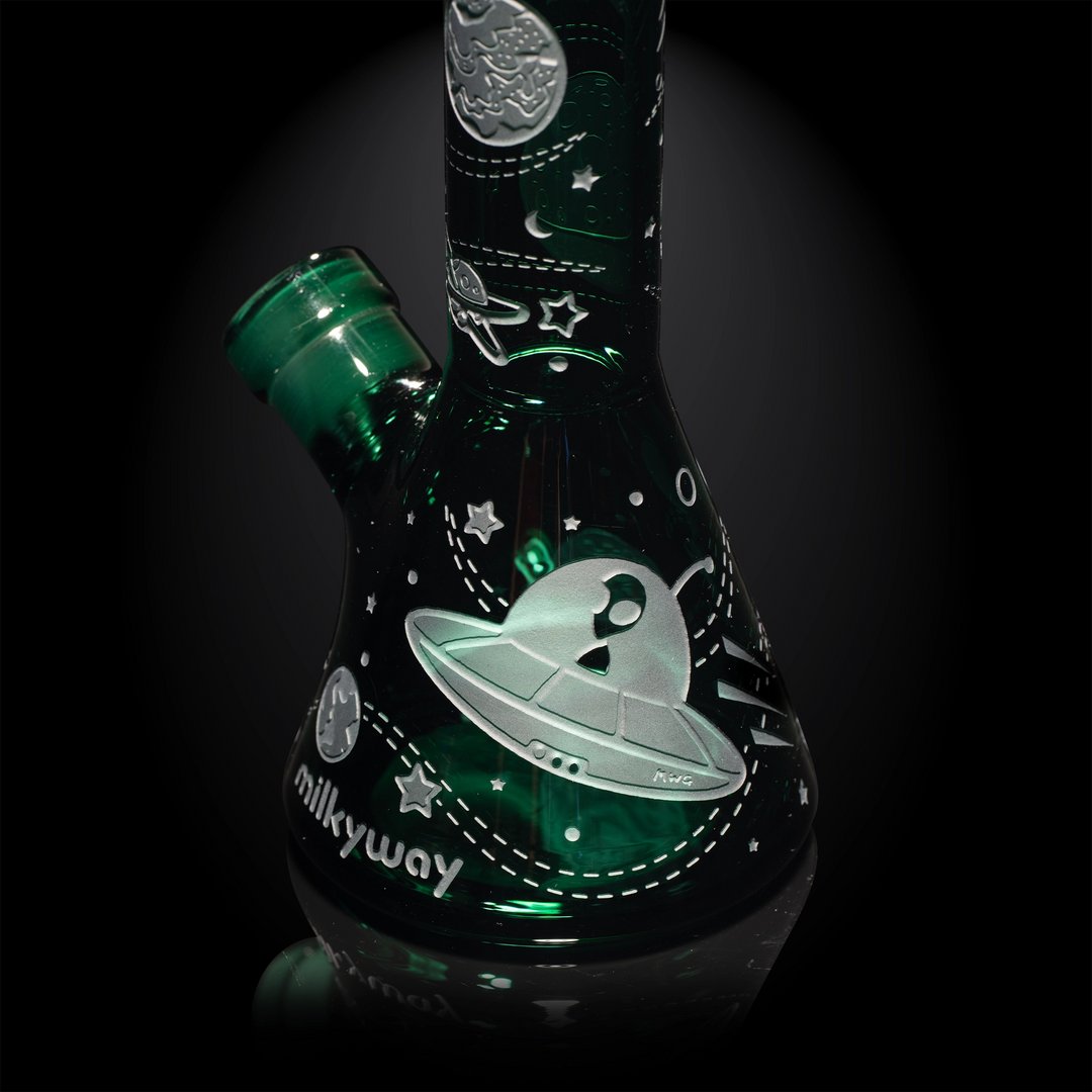 Milky Way Glass Space Odyssey Mini 8" Beaker Bong (Teal)