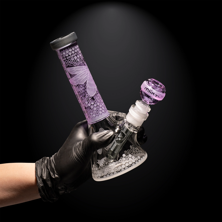 Milky Way Glass Tiny Apiary Mini 8" Beaker Bong (Purple)