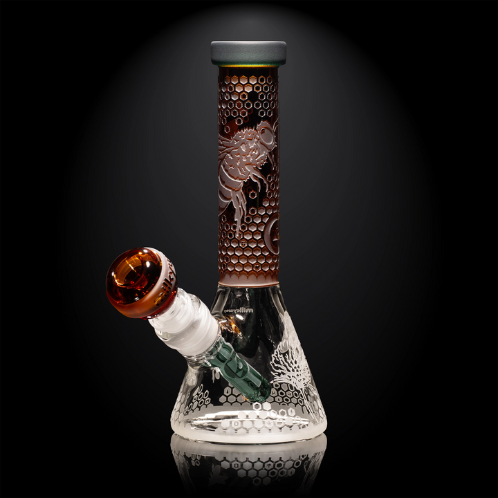 Milky Way Glass Tiny Apiary Mini 8" Beaker Bong (Amber)