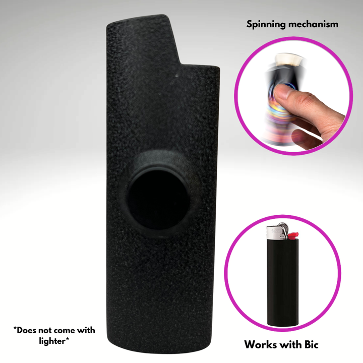 Fidget Spinner Lighter Case (The Metal Black Matte)
