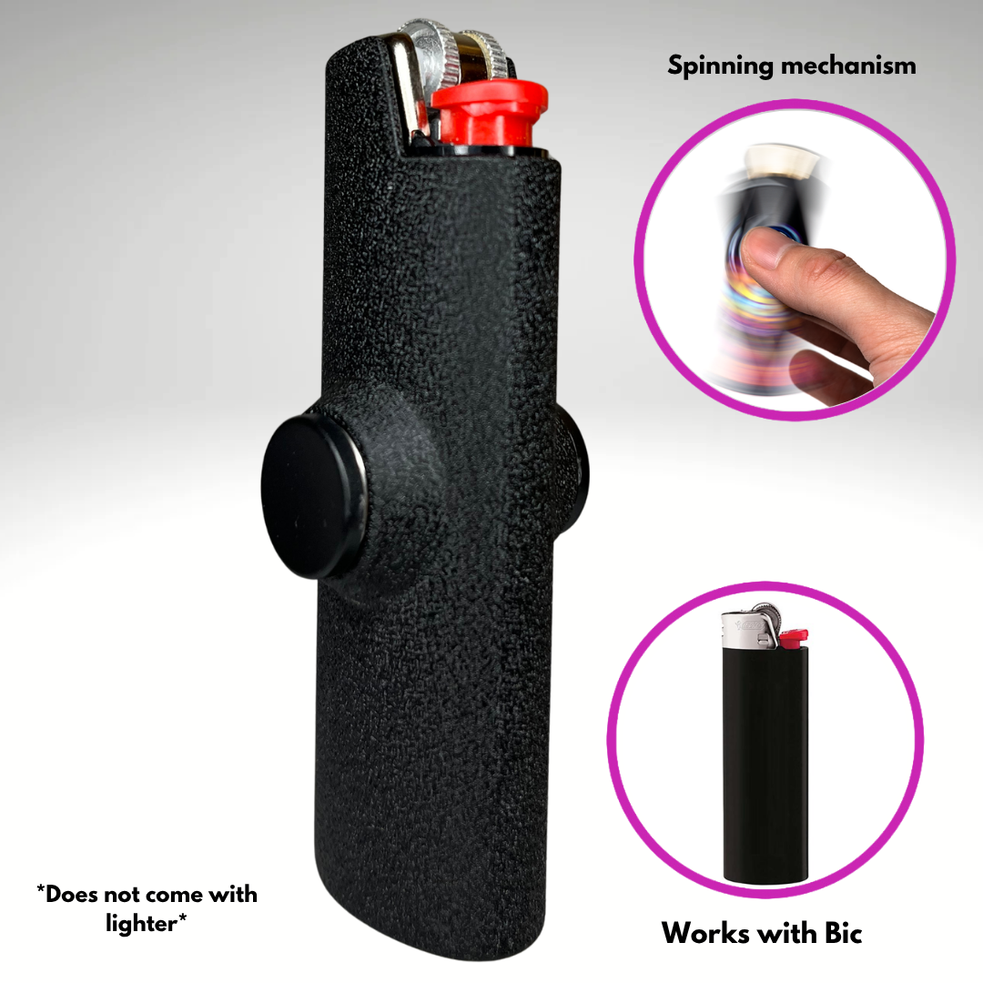Fidget Spinner Lighter Case (The Metal Black Matte)