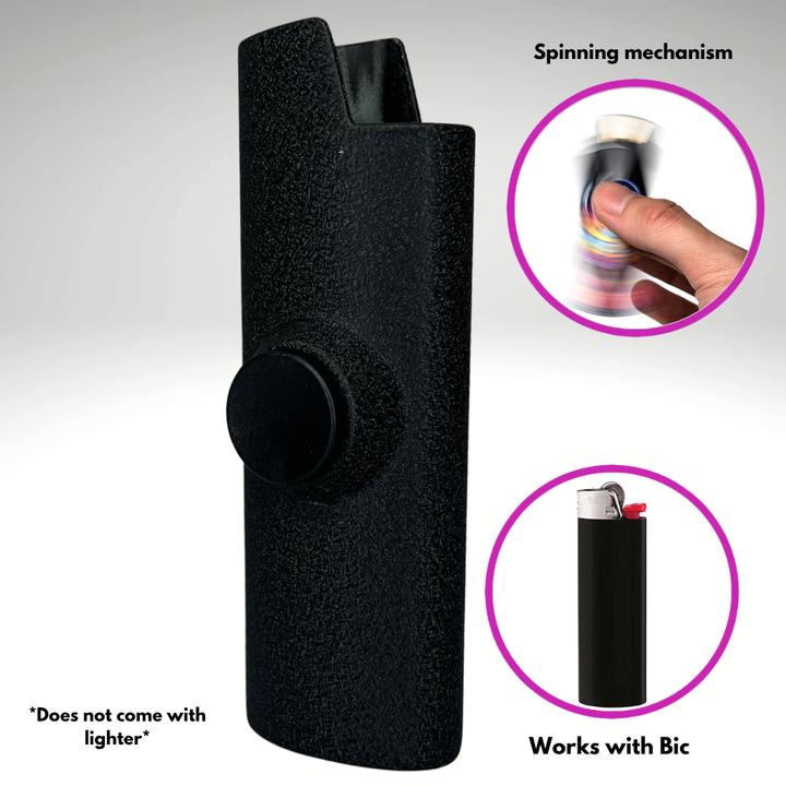 Fidget Spinner Lighter Case (The Metal Black Matte)