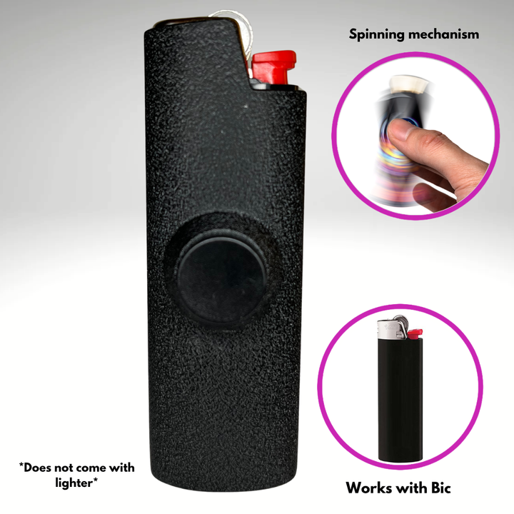 Fidget Spinner Lighter Case (The Metal Black Matte)