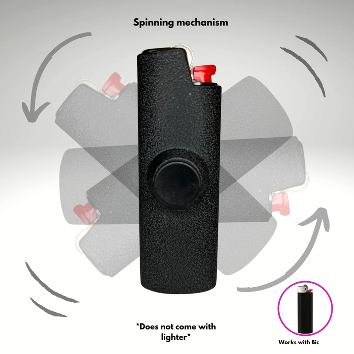 Fidget Spinner Lighter Case (The Metal Black Matte)